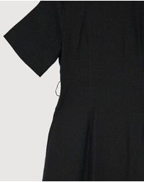 Revibe - Repaired AERE Orien Tuck Waist Linen Shirt Dress - AU 10