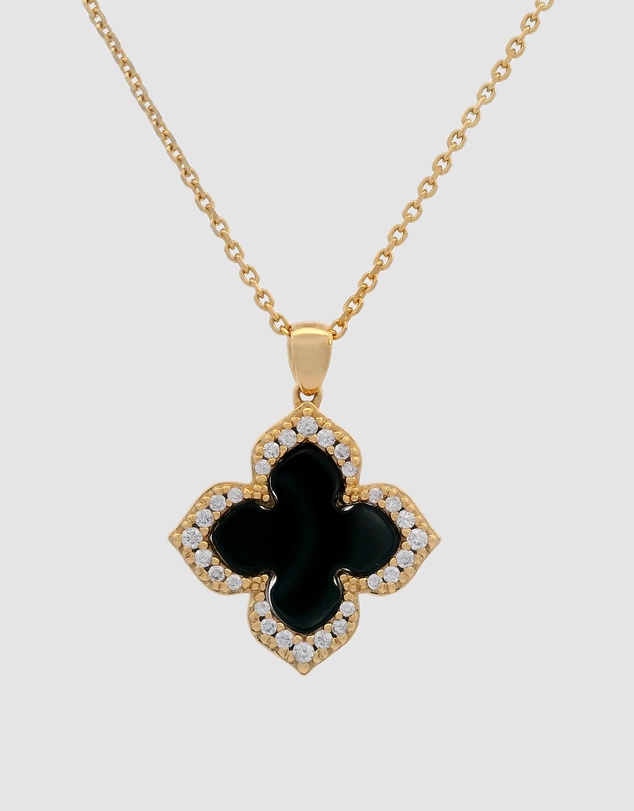 Georgini - GEORGINI MIDNIGHT VELVET BLACK AGATE FAIRWATER PENDANT GOLD
