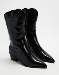 AERE - Rozalia Leather Cowboy Ankle Boots