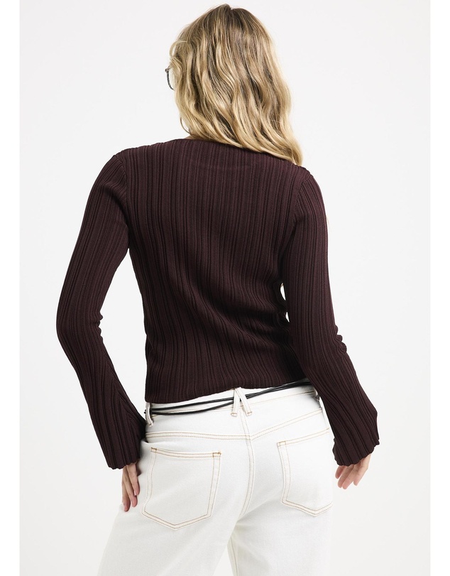 Subtitled - Holland Boat Neck Long Sleeve Knit Top
