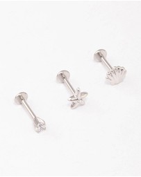 Lovisa - Surgical Steel Sea Shell Flat Back 3-Pack