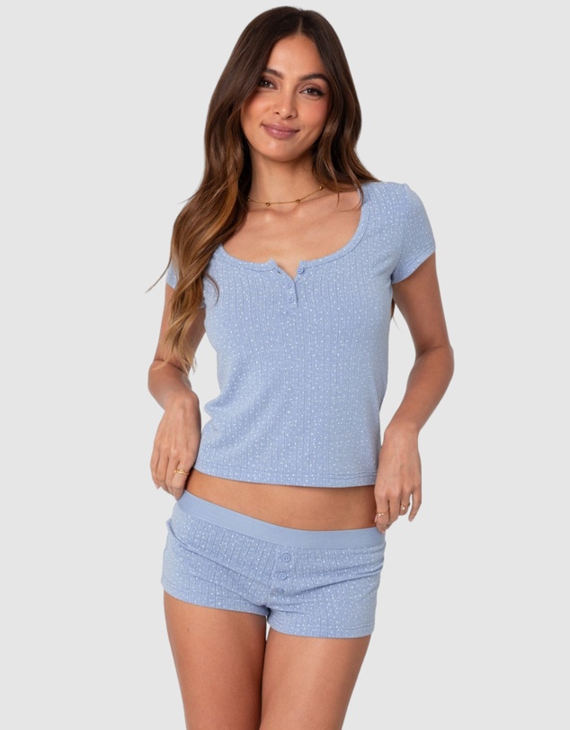 EDIKTED - Lorelei Printed Pointelle Henley Top