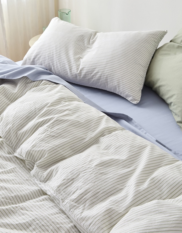 Sheet Society - Leo Washed Cotton Stripe Quilt Cover Set