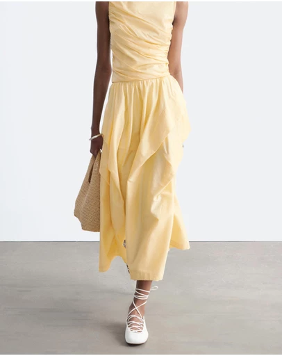 & Other Stories - Gathered Cotton Midi Skirt
