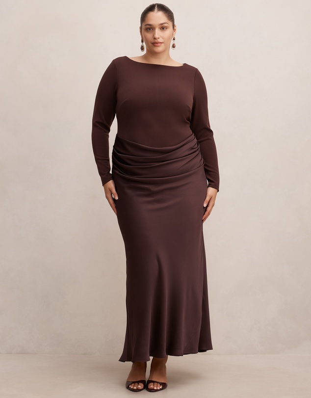 Forever New Curve - Briella Curve Boat Neck Draped Maxi Dress