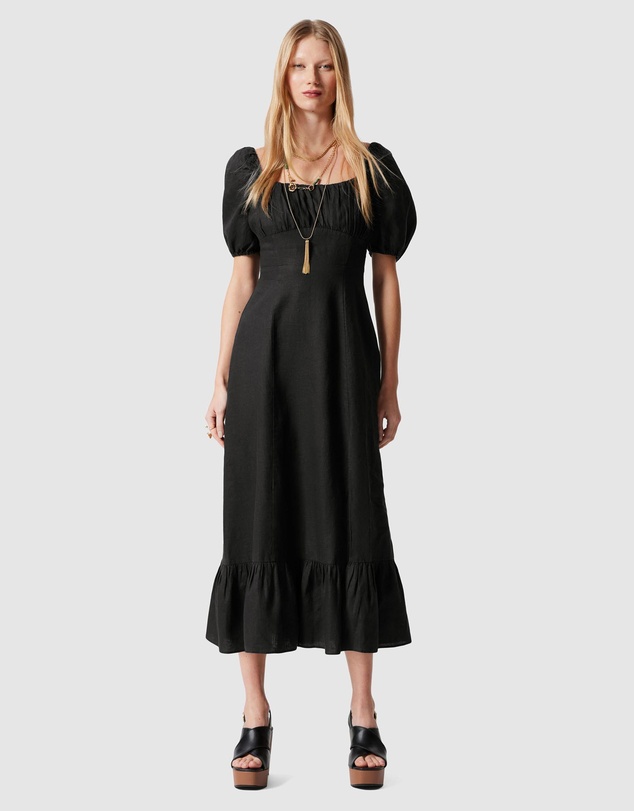 & Other Stories - Puff Sleeve Linen Midi Dress