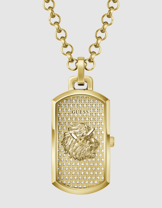 GUESS - GUESS Mens Gold-Tone Analogue Watch Neckalce
