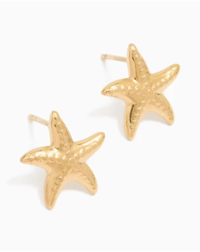 Lovisa - Waterproof Gold Plated Stainless Steel Textured Starfish Stud Earrings