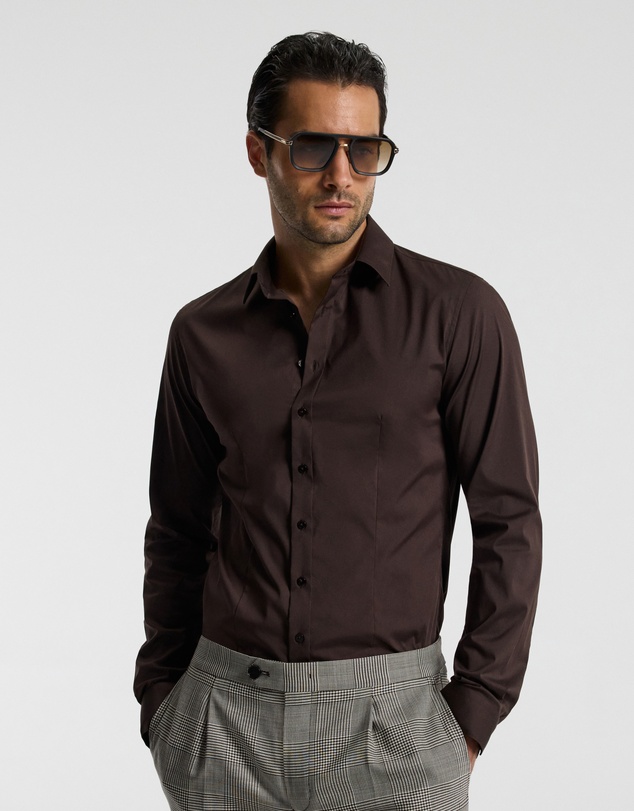 Calibre - Stretch Cotton Poplin Shirt Chocolate
