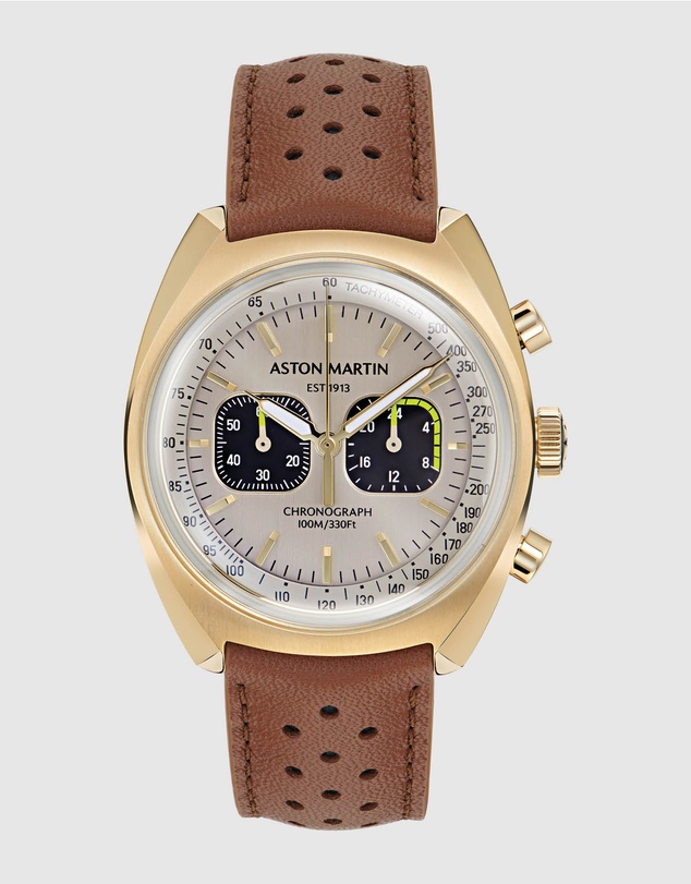 Aston Martin - TS2 Chronograph Gold-Tone Tan Leather Watch