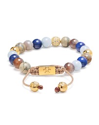 Nialaya Jewellery - Women's Beaded Bracelet with Aquamarine, Blue Lapis, Opal, and Botswana Agate