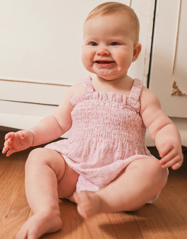 Kynd Baby - Shirred Woven Romper Frangipani - Size 000