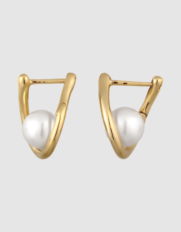 Elli Jewelry - Earrings Hoops Pearl Wedding 925 Sterling Silver Gold-Plated