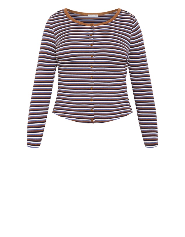 City Chic - 70's Stripe Long Sleeve Rib Top