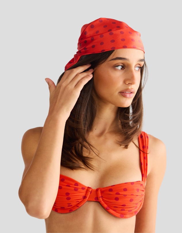 Vacay Swimwear - Havana Head Scarf Chilli Polka
