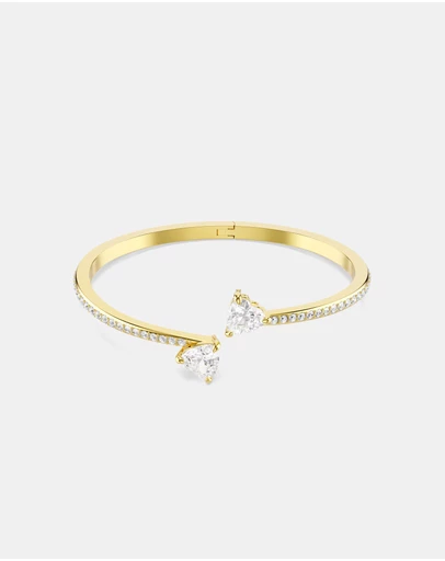 Swarovski - Mesmera Bangle, Heart, White, 18K Gold Finish