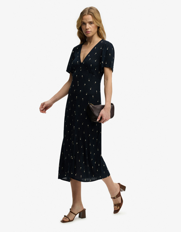 Superdry - Print Button Short Sleeve Midi Tea Dress