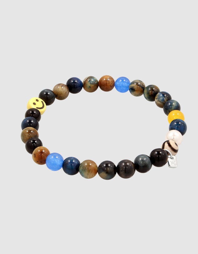 Kuzzoi - ICONIC EXCLUSIVE - Mixed Gemstone Bead Bracelet with Smiling Face