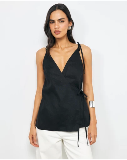 AERE - Remi Crossover Linen Top