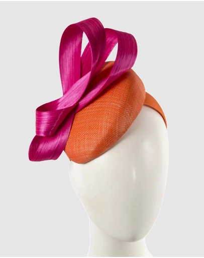 Max Alexander - Orange Fuchsia Pillbox Racing Fascinator