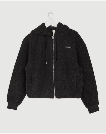 Revibe - Repaired Lorna Jane Field Teddy Zip Through Hoodie - AU 10