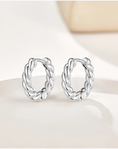 Mestige - Croissant Huggie Earrings - Silver Plated
