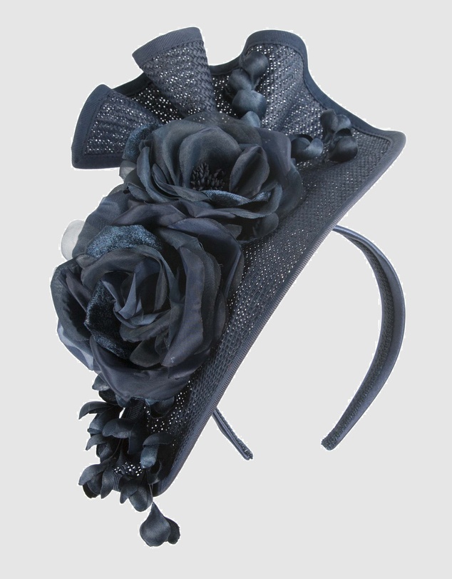Fillies Collection - Bespoke Sculpted Navy Racing Fascinator