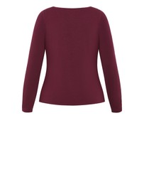 City Chic - Plus size Annie V Neck Top - bordeaux