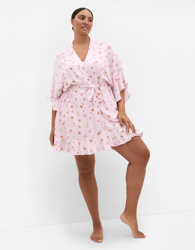City Chic - Kitty Berry Print Sleepwear Kimono