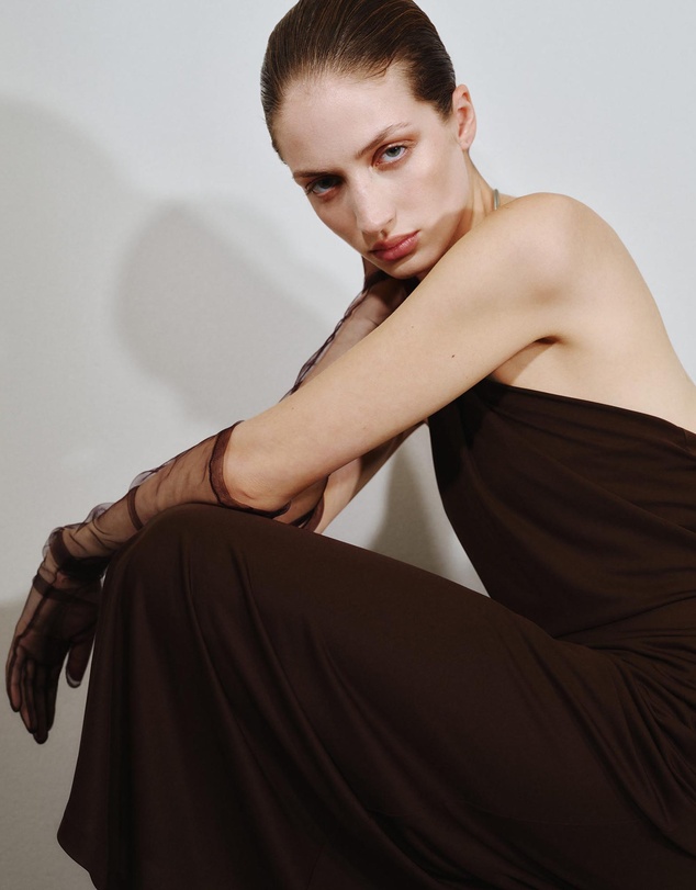 M.N.G - Fine-Knit Dress With Choker Collar