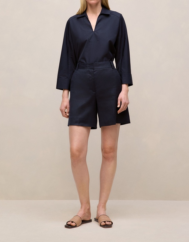 Trenery - Stretch Linen Blend Tailored Short in Night Sky