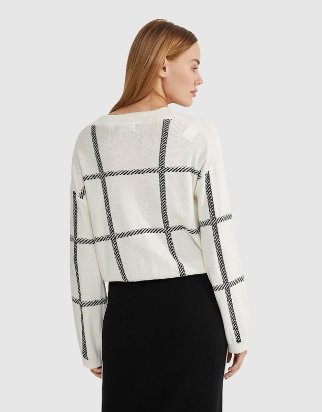 Oxford - Peggy Graphic Crew Neck Knit Top