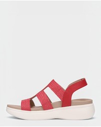 Vionic - Sabrina Flatform Sandal - Varsity Red Leather