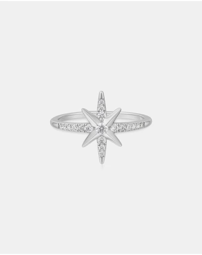 Ania Haie - Ania Haie Silver Eight-Pointed Star Signet Ring