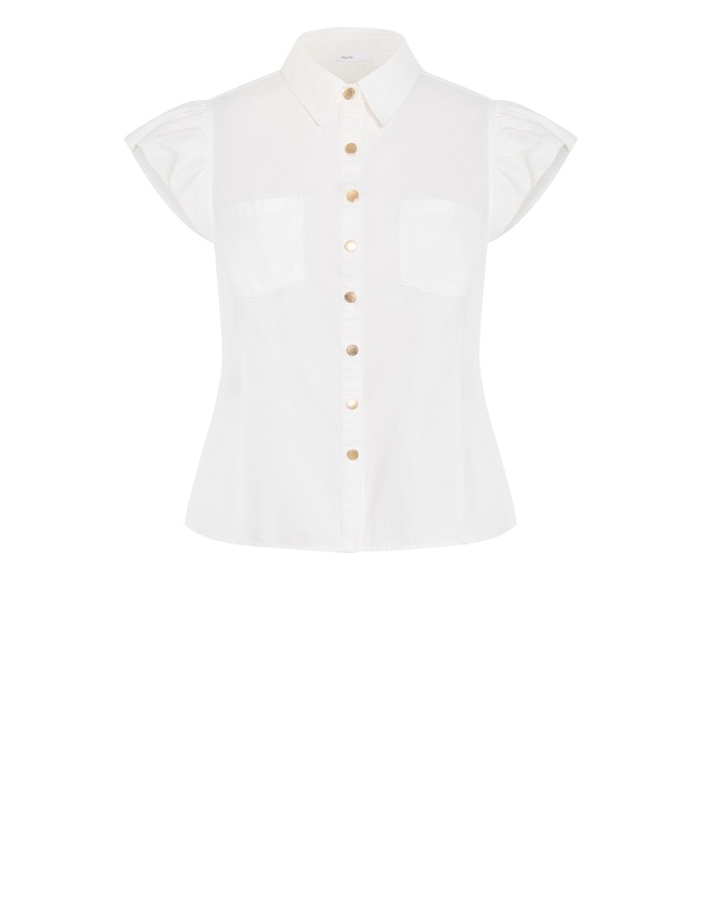 City Chic - Plus size Kelise Flutter Sleeve Cotton Shirt - ivory
