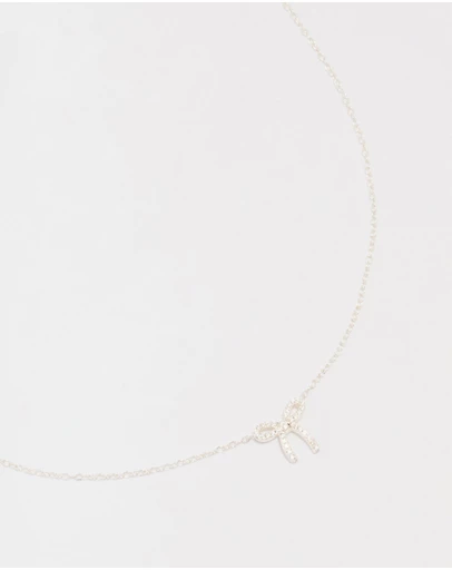 Lovisa - Sterling Silver Cubic Zirconia Bow Pendant Necklace