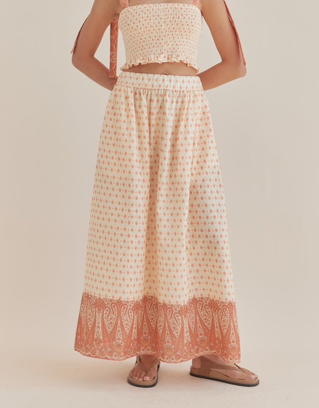 Amelius - Peach Paisley Maxi Skirt