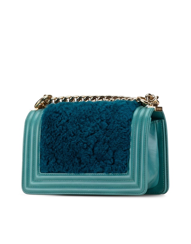 Pre-Loved by Azura Reborn - Pre-Loved chanel Pre-owned Boy Chanel Crossbody Teal Shearling