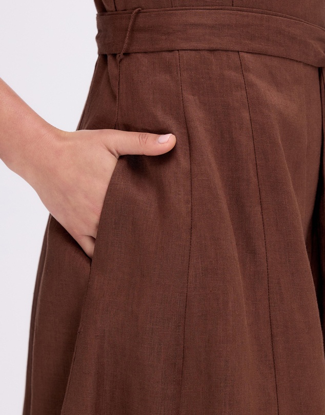 Minima Esenciales - Ava Linen Multi Panel Midi Dress