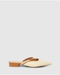 Belle & Bloom - Side By Side Leather Trimmed Flats