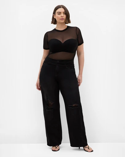 City Chic - Plus size Harley Fit Harriet Wide Leg Regular Jean - black wash