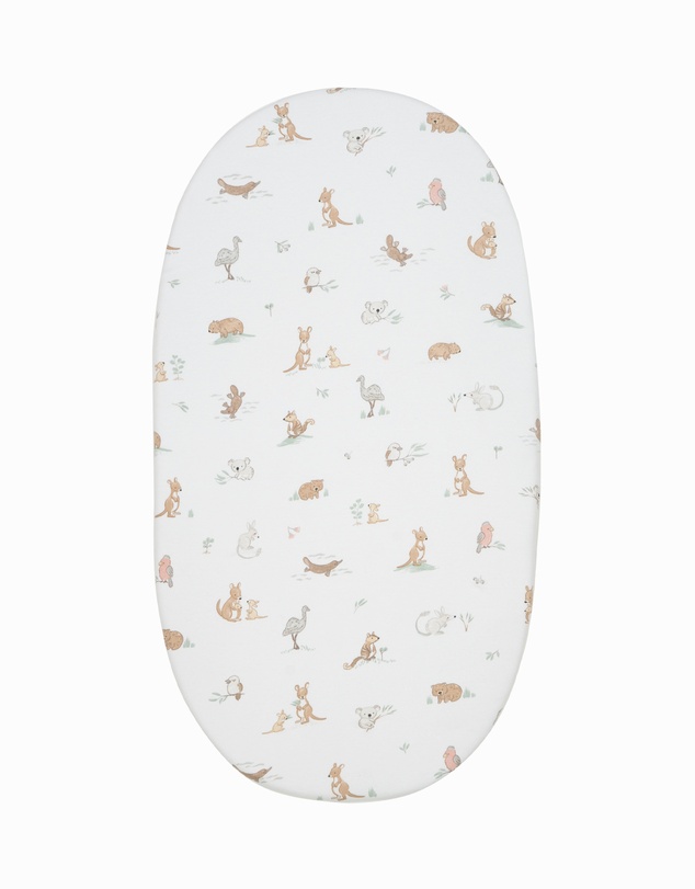 Living Textiles - Organic Bassinet Fitted Sheet - Australiana