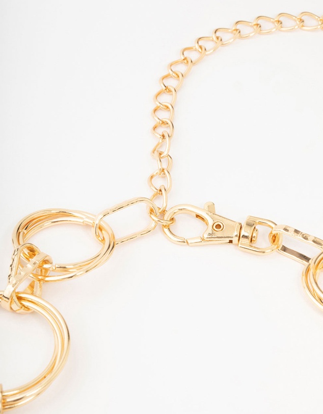 Lovisa - Large Gold Mixed Circle Link Belt