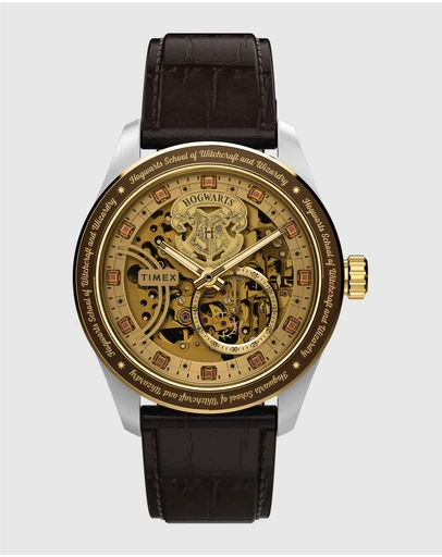 TIMEX - Harry Potter x Timex Waterbury Skeleton Automatic 39mm Leather Strap Watch