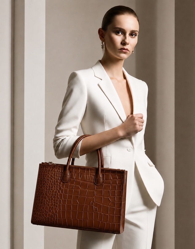 Cobb & Co - Waverley Croc Leather Dual Section Business Tote