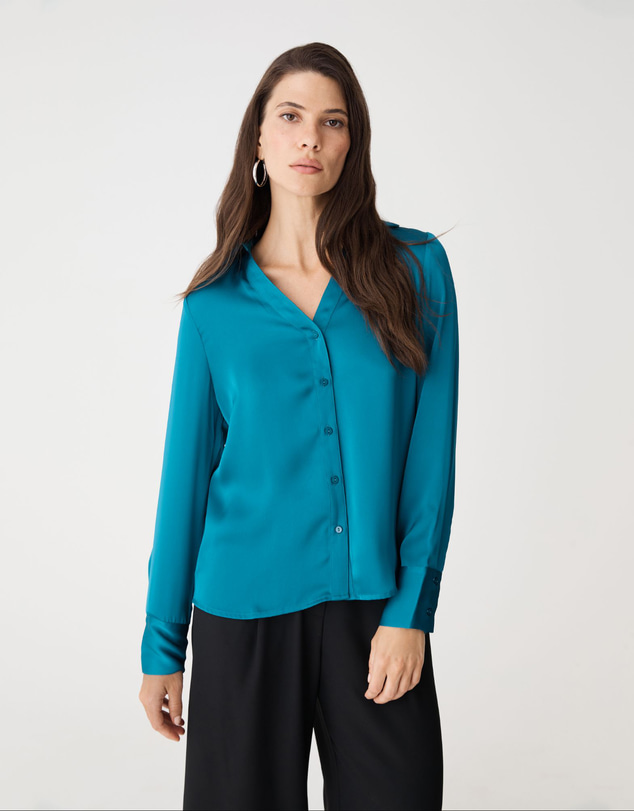 Forcast - Lila V-neck Satin Blouse