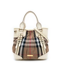 Pre-Loved by Azura Reborn - Pre-Loved House Check Canvas and Leather Bridle Whipstitch Satchel