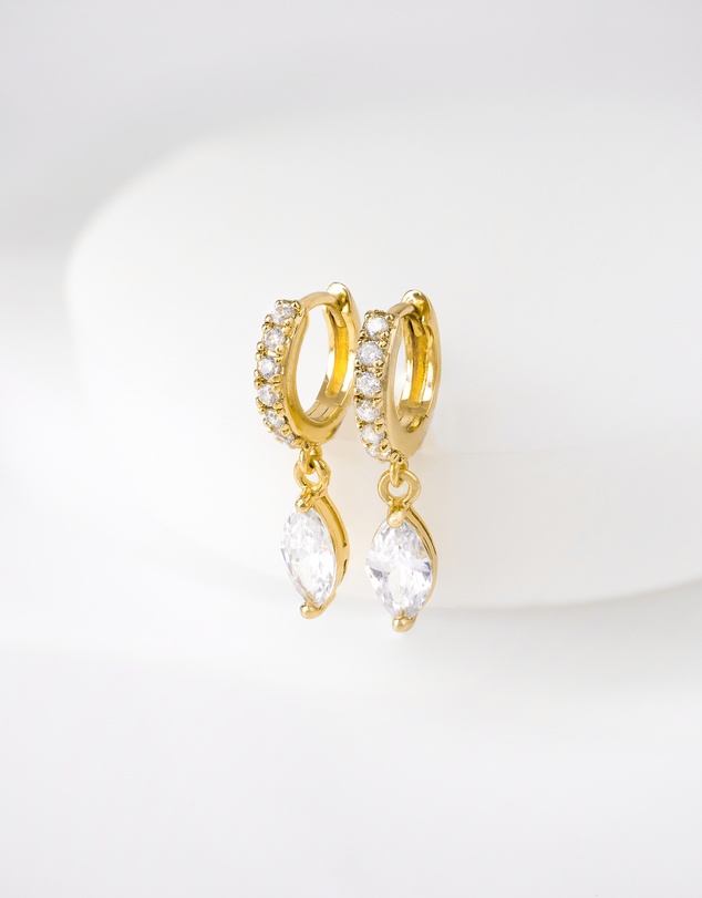 Wanderlust + Co - Marquise Gold Baby Huggie Earrings