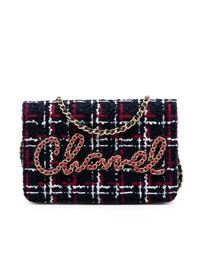 Pre-Loved by Azura Reborn - Pre-Loved Tweed Written in Chain Logo Wallet on Chain