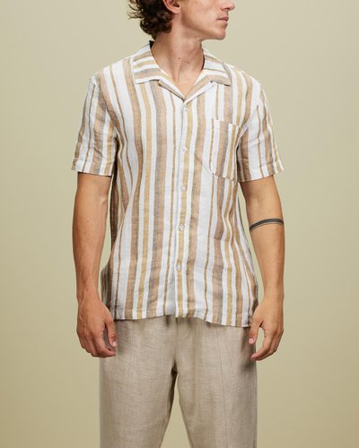 Holiday Stripe Camp Collar Shirt